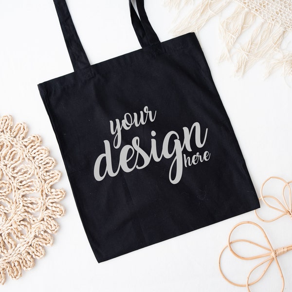 Black Tote Mockup Shopping Bag Mockups Boho School Tote Mock Up Gift Shopper Mock-up SVG Sublimation Bag Mock Up Digital Download Jpg