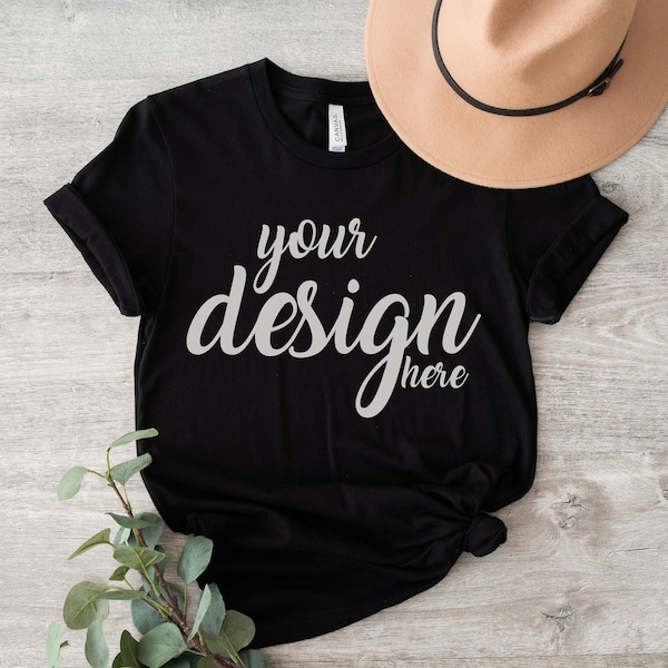 Noir Bella Canvas Shirt Mockup 3001 Tshirt Mock Up Stock Photo Tee Mockup SVG Mockup Sublimation JPG Digital Download