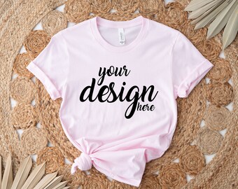 Soft Pink Bella Canvas Shirt Mockup 3001 Tshirt Mock Up Stock Photo Tee Mockup SVG Mockup Sublimation JPG Digital Download