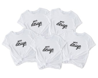 Bridal Party White Bella Canvas Shirt Mockup Hen Party Family Group Tshirt Mock Up Styled Stock Photo Tee Mockup SVG JPG Descarga digital