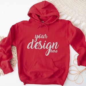 Cherry Red Hoodie Mockup Gildan 18500 Mockup Gildan Hooded Sweatshirt Mockup Mockup Stock Photography SVG Mockup JPG Digital Download