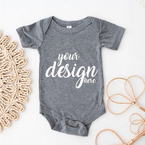 Athetic Heather Bella Canvas Baby Onesie Mockups Vest Mock-up Baby Bodysuit Mockup Babygrow Mockup 100B JPG Digital Download