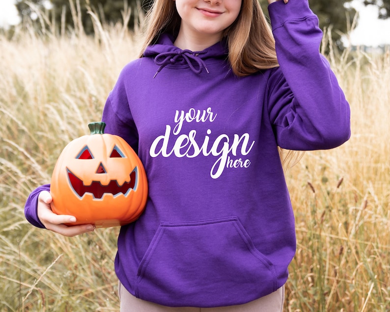 Purple Hoodie Mockup Gildan 18500 Mockup Gildan Hooded Sweatshirt Fall Mockup Model Mockup SVG Mockup JPG Digital Download image 1