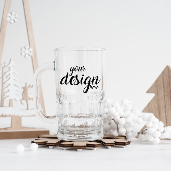 Christmas Stein Glass MockUp Beer Glass Mock up Winter Mock Up Styled Stock Photo Holiday Party Mockup Cricut JPG Digital Download