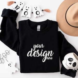 Black Sweater Mockup Gildan 18000 Mockup Autumn Sweatshirt Mockup Halloween Fall SVG Mockup JPG Digital Download