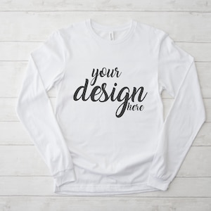White Bella Canvas Longsleeve Shirt Mockup 3501 Tshirt Mock Up Stock Photo Tee Mockup SVG Mockup Sublimation JPG Digital Download