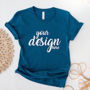 Deep Teal Mockup Bella Canvas Shirt Mockup 3001 Tshirt Mock Up Stock Photo Tee Boho SVG Mockup Sublimation JPG Digital Download