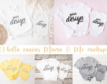13 Mommy and Me Bella Canvas 3001 Shirt Mockups Mama and Me Tshirt Mock Up Mom daughter child Baby Toddler Tee JPG Digital Download