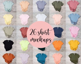 26 Bella Canvas 3001 Shirt Mockups Tshirt Flatlay Mock Up Styled Stock Photo Spring Blank Tee Mockup SVG Mockup JPG Digital Download