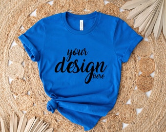 Boho Mockup True Royal Blue Bella Canvas Shirt Mockup 3001 Tshirt Mock Up Stock Photo Tee Mockup SVG Mockup Sublimation JPG Digital Download