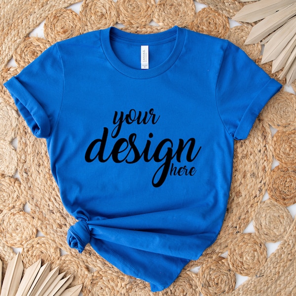 Boho Mockup True Royal Blue Bella Canvas Shirt Mockup 3001 Tshirt Mock Up Stock Photo Tee Mockup SVG Mockup Sublimation JPG Digital Download