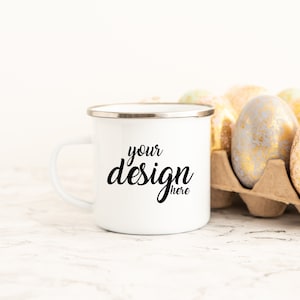 Easter Camping Mug Mockup Camper Mug Mockup Enamel Coffee Cup Mockup Stock Photo Spring Camp Mug Photo Mock Up JPG Digital Download