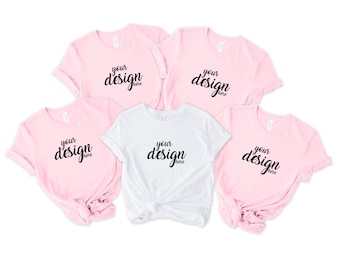 Roze Bruidsfeest Bella Canvas Shirt Mockup Hen Party Familie Groep Tshirt Mock Up Bachelorette Tee Mockup SVG JPG Digitale Download