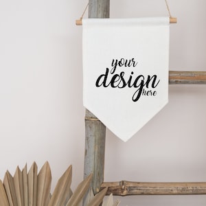 Pennant Mockup Flag Mockup sublimation linen banner flag Mockup Styled Stock Photo Wall hanging Flat Lay Mock Up, JPG Digital Download