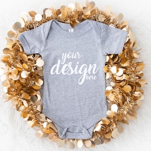 Athetic Heather Bella Canvas Baby Onesie Mockups Christmas Vest Mock-up Baby Bodysuit Mockup Babygrow Mockup 100B JPG Digital Download