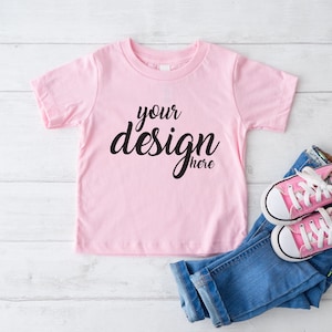 Pink Bella Canvas Baby Shirt Mockup Boho Child Baby tshirt Mockup Stock Photo Toddler tee Mockup 3001T JPG Digital Download