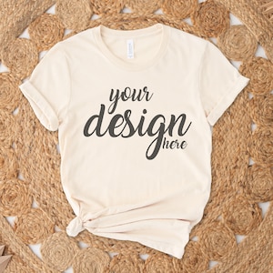 Boho Mockup Natural Bella Canvas Shirt Mockup 3001 Tshirt Mock Up Stock Photo Tee Mockup JPG Digital Download