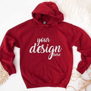 Garnet Red Hoodie Mockup Gildan 18500 Mockup Gildan Hooded Sweatshirt Mockup Mockup Stock Photography SVG Mockup JPG Digital Download