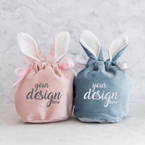 Velvet Bunny Ears Bag Mockup Easter Egg Hunt Bag Mockup Drawstring Bunny Bag Mockups PouchGift Mock-up SVG Mock up Digital Download Jpg