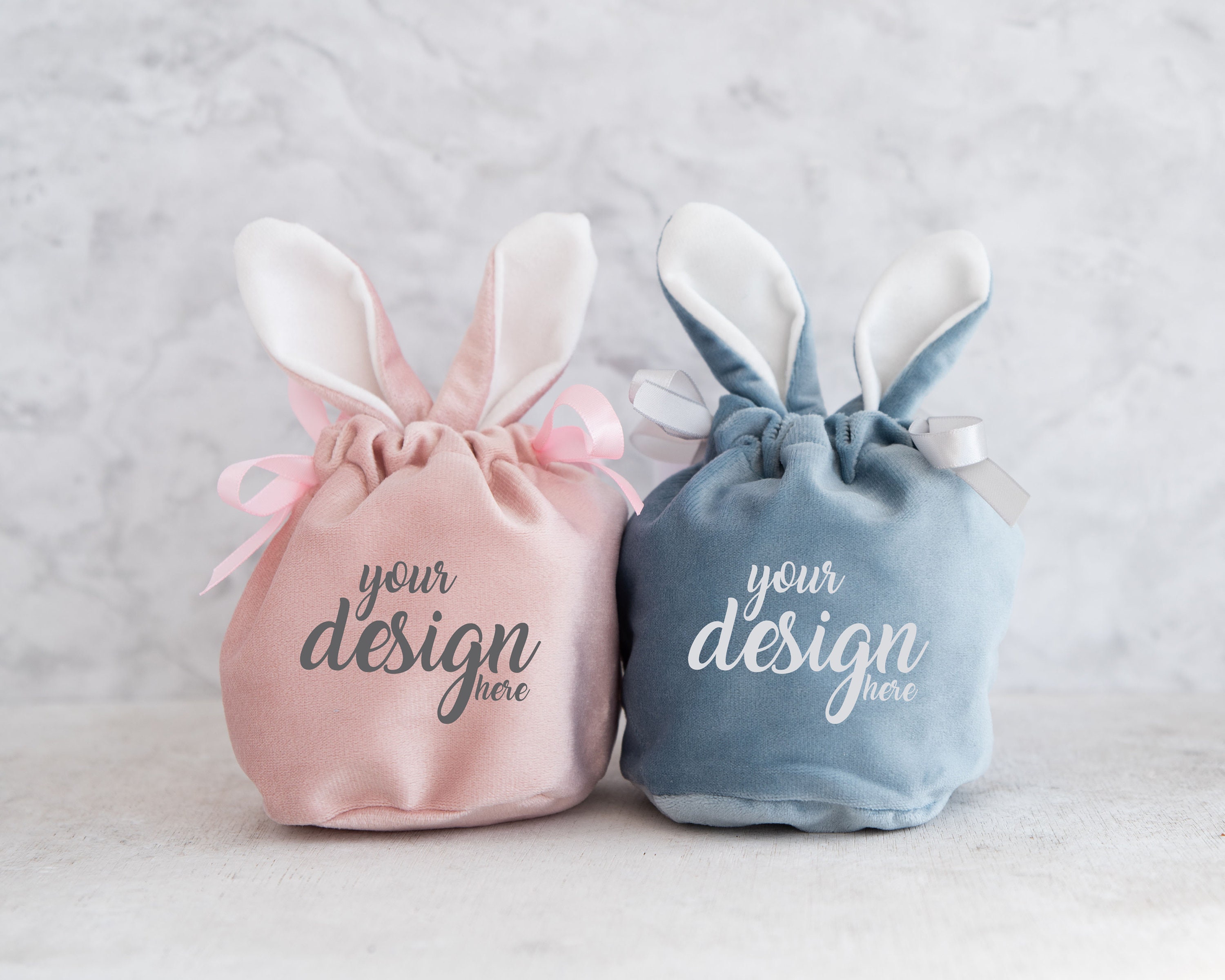 Large Velvet Easter Bunny Drawstring Backpack Reusable Treat Bag with Ears and Velvet Drawstring Treat Bags 30 Pcs Easter Bunny Gift Bags  main image 2