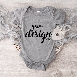 Grey Bella Canvas Baby Onesie Mockups Vest Mock-up Baby Bodysuit Mockup Babygrow Mockup 100B JPG Digital Download