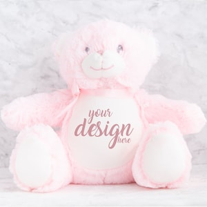Pink Teddy Bear Mumbles Mockup Printme Teddy Plush mockup Zippie neonato peluche mock-up bambina personalizzata mockup JPG Download digitale