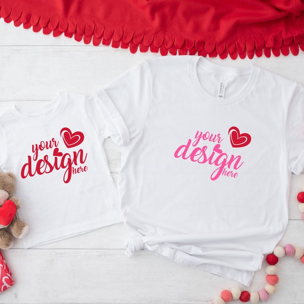 Valentine's Day Mama Me Bella Canvas 3001 Shirt Mockup Family Tshirt Mock Up Toddler Kids Child Tshirt Mommy and me JPG Digital Download