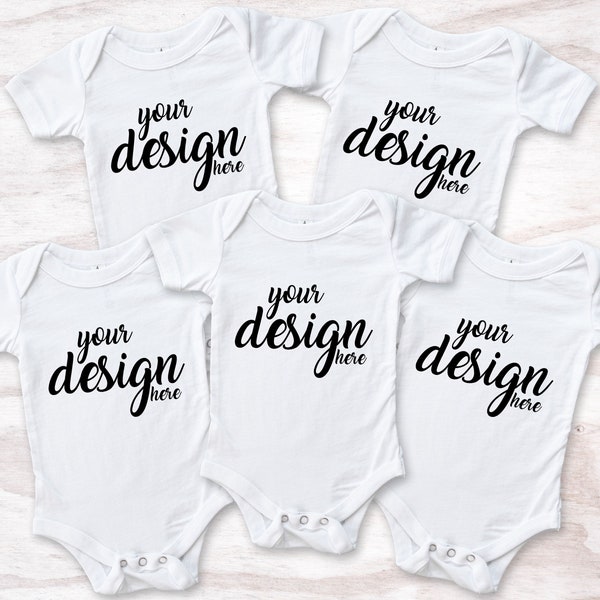 Quintuplets Bella Canvas Baby Onesie Mockups White Vest Mock-up Baby Bodysuit Mockup Brother Sister Babygrow 100B JPG Digital Download