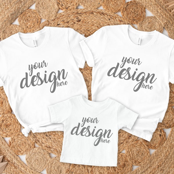 White Shirt Mockup Family Tshirt Mock Up Styled Baby Vest Tee Mockup Boho SVG Mockup Mama and me Mommy DaddyJPG Digital Download