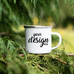 2 x Christmas Camp Mug MockUp Enamel Camping Coffee Cup Mock up Winter Camper Mock Up Styled Stock Photo Holiday Mockup JPG Digital Download