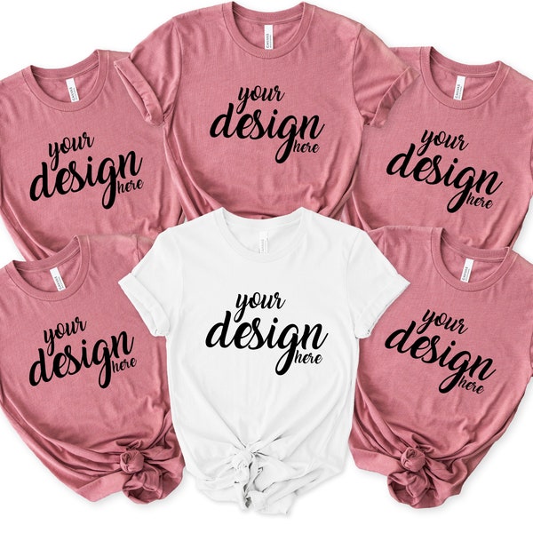 Bridal Party Heather Mauve Bella Canvas Shirt Mockup Hen Party Family Group Tshirt Mock Up Bridesmaid Bachelorette Tee SVG JPG Download