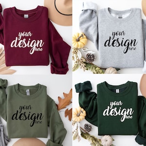 4 x Sweater Mockup Gildan 18000 Mockup Gildan Halloween Sweatshirt Mockup Fall Mockup Stock Photography SVG Mockup JPG Digital Download