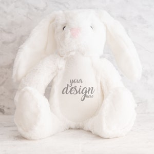 White Bunny Rabbit Mumbles Mockup Printme Teddy Plush mockup Zippie neonato soft toy mock-up personalizzato mockup JPG Digital Download
