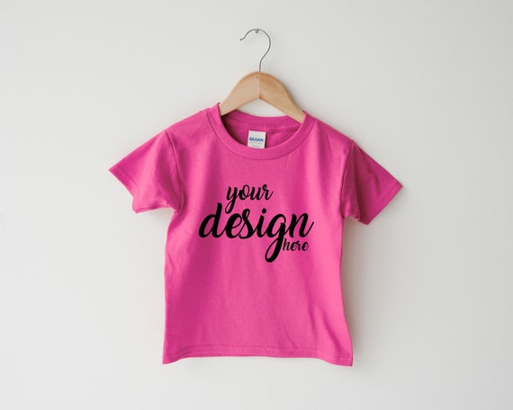 Hot Pink Tshirt Mockup Heliconia Gildan Shirt Mock-up Baby T-shirt Mock Up  Stock Photo Toddler Tee Mockup Sublimation JPG Download
