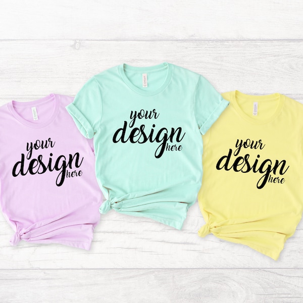 Easter Spring Bella Canvas Shirt Mockup Mint Lilac Yellow Hen Party Family Group Pink Tshirt Mock Bridesmaid Bachelorette Tee JPG Download