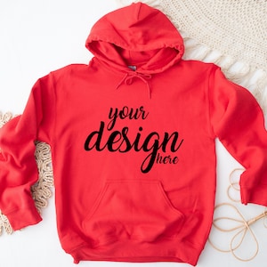 Boho Red Hoodie Mockup Gildan 18500 Mockup Gildan Hooded Sweatshirt Mockup Mockup Stock Photography SVG Mockup JPG Digital Download