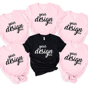 Bridal Party Black Bella Canvas Shirt Mockup Hen Party Family Group Pink Tshirt Mock Up Bridesmaid Bachelorette Tee Mockup SVG JPG Descargar