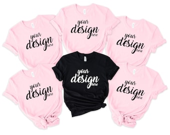Bruidsfeest Zwart Bella Canvas Shirt Mockup Vrijgezellenfeest Familie Groep Roze Tshirt Mock Up Bruidsmeisje Bachelorette Tee Mockup SVG JPG Download