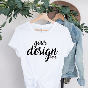 White Bella Canvas 3001 Shirt Mockup modern Tshirt Mock Up Styled Stock Photo Tee Mockup SVG Mockup Sublimation JPG Digital Download