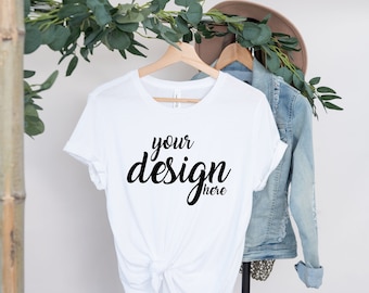 White Bella Canvas 3001 Shirt Mockup modern Tshirt Mock Up Styled Stock Photo Tee Mockup SVG Mockup Sublimation JPG Digital Download