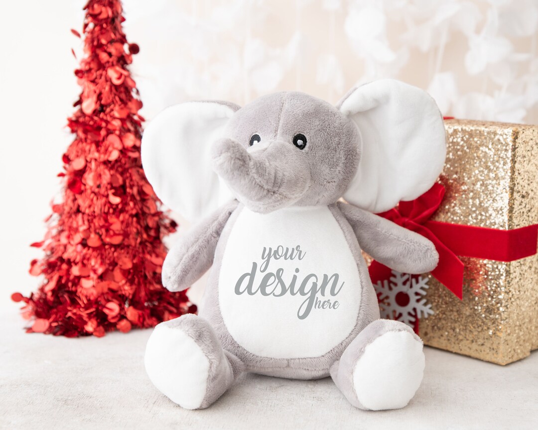 Christmas Elephant Mumbles Mockup Printme Teddy Bear Plush Mockup