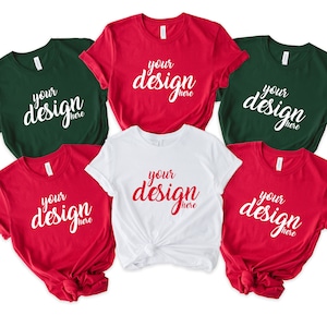 Christmas Bridal Party Forest Bella Canvas Shirt Mockup Hen Party Family Group Red Tshirt Mock Up Reindeer Tee Mockup SVG JPG Download