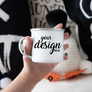 Camping Mug Mockup Camper Mug Mockup Enamel Coffee Cup Mockup Halloween Camp Mug Photo Mock Up JPG Digital Download