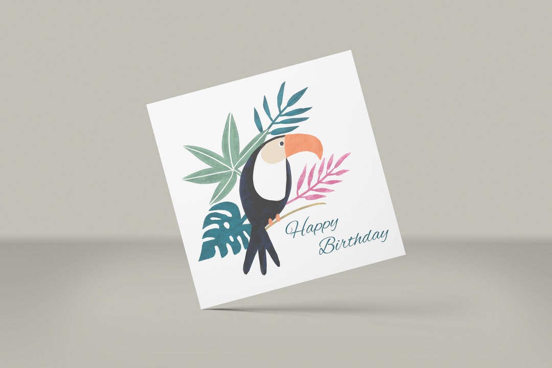 Tropical Birthday Printable Folding Card/ DIY Gift Card Holder/ Simple ...
