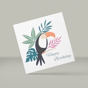 Tropical Birthday Printable Folding Card/ DIY Gift Card Holder/ Simple ...
