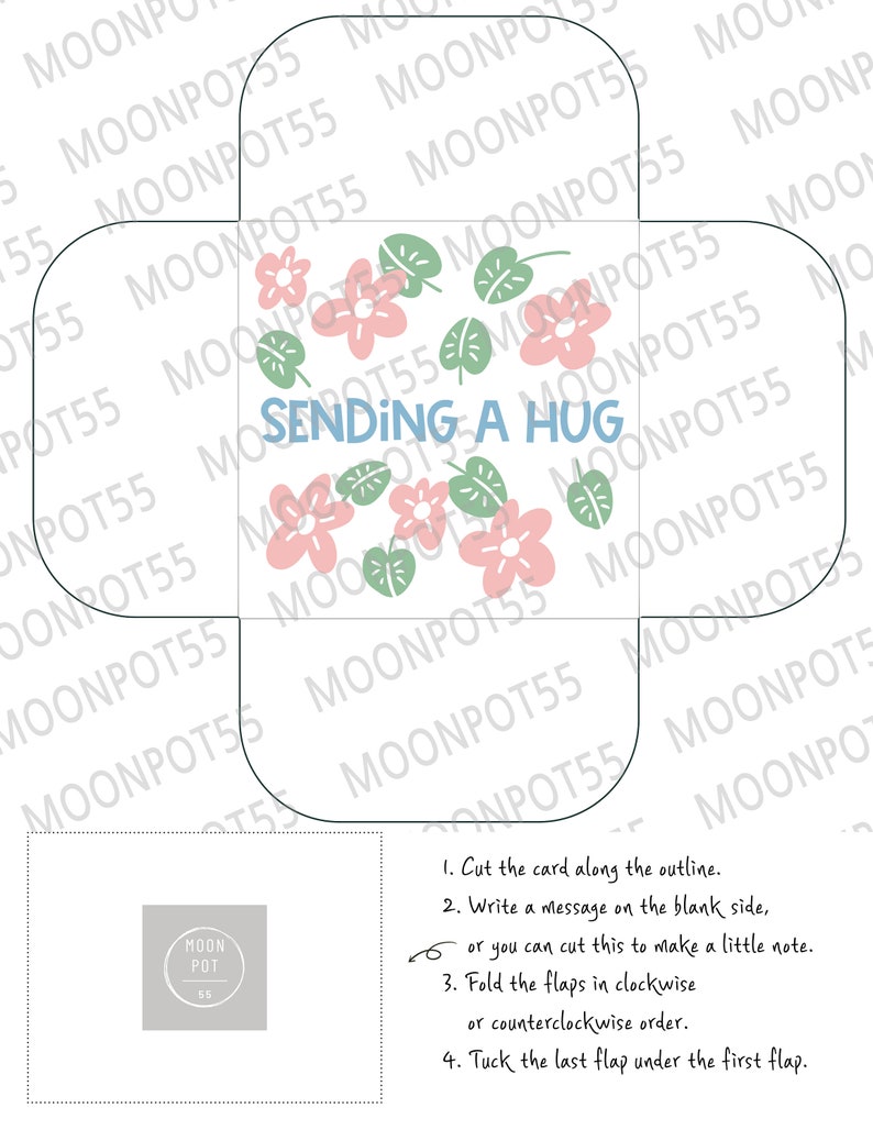 Sending a Hug/ Printable Sympathy Card/ DIY Gift Card Holder/ Simple ...