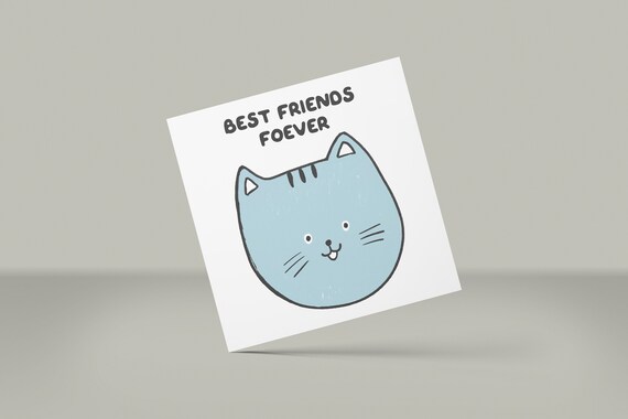 BFF Printable Card/ Note Card for Kids/ Simple Envelope Card/ | Etsy