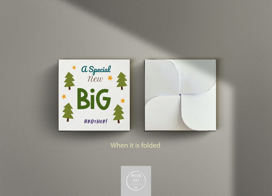 A Special New Big Brother/ Printable Note Card/ DIY Gift Card Holder ...