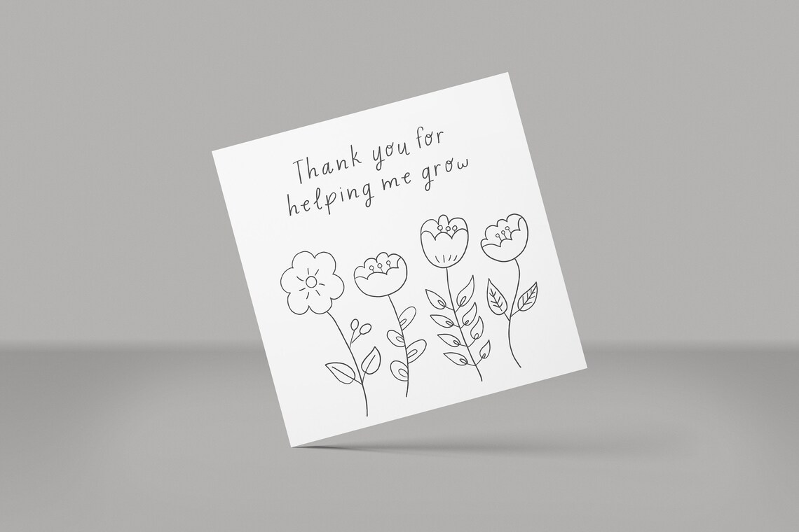 Helping Me Grow/ Printable Thank You Card/ Coloring Card/ DIY - Etsy España