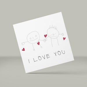I LOVE YOU druckbare Notizkarte / Geschenkkartenhalter / selbstsichernde Blütenblattklappen / kein Umschlag erforderlich / Instant Download